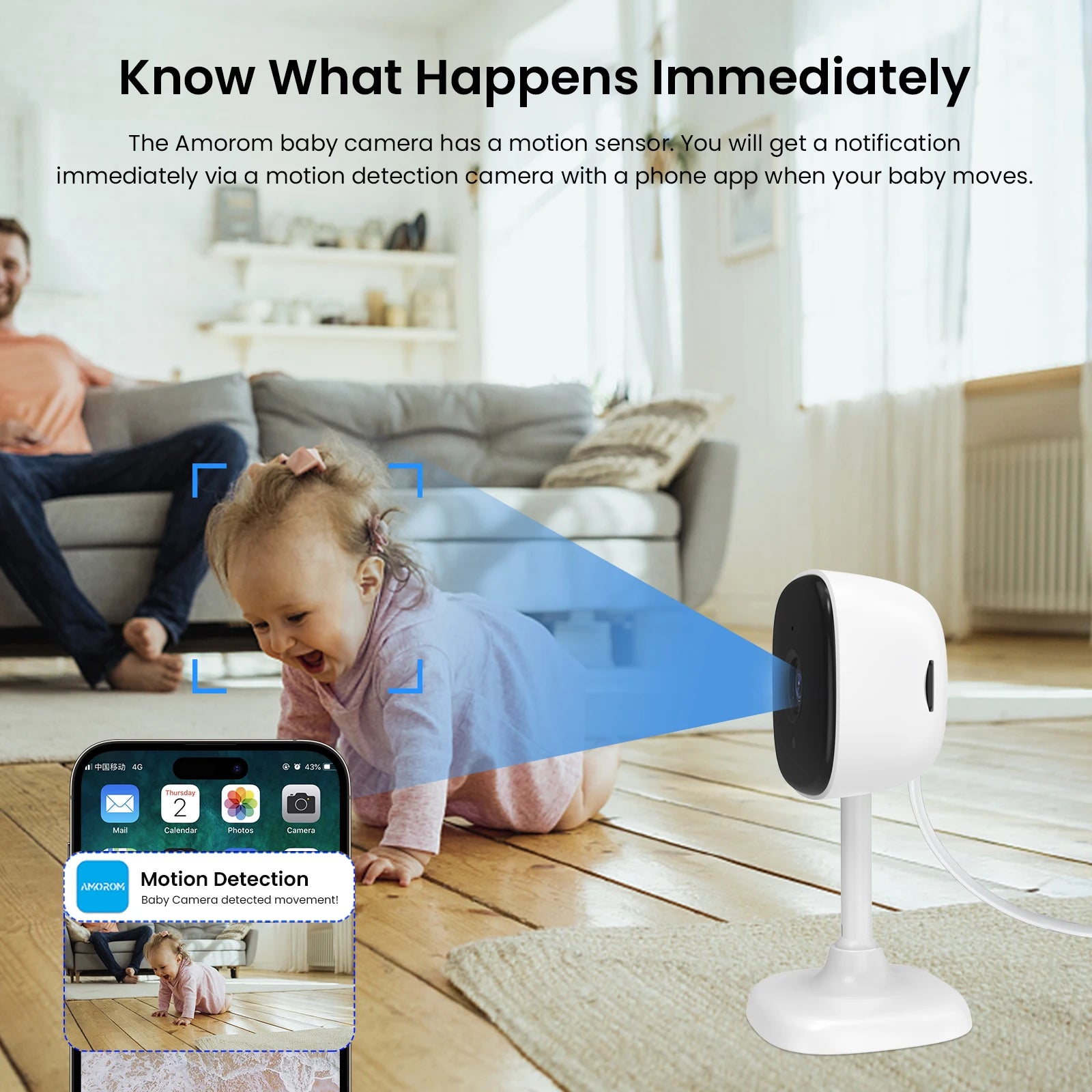 Amorom 1080P Wifi IP Surveillance Camera Pet Baby Home Video Monitor Two-Way Talk Night Vision Camera Ios Android IP Camera